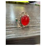 Chinese Red Stone and Green Accents