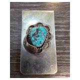 Sterling Silver (Top) Money Clip with Turquoise St