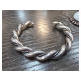 Sterling Silver Twisted Rope Cuff Bracelet 47g