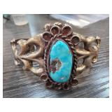 Sterling Silver Bracelet with Turquoise Stone 61g