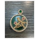 Pendant Featuring Jade and Bird Motif Accents