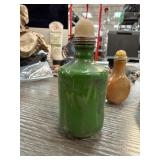 Green Glass Snuff Bottle with Spoon Lid