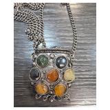 Pendant Necklace With Multicolored Stones