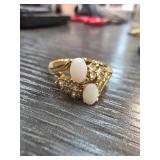 18K HGE Gold-Plated Ring With White Stones
