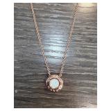 Coach Rose-Tone Necklace with Opalescent Center
