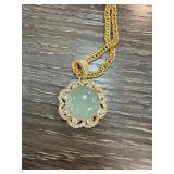 Jade Pendant With Gold-Tone Chain