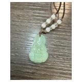 Nephrite Pendant Necklace With Bead Accents