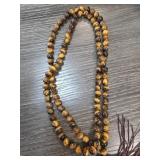 Tigerï¿½s Eye Beaded Necklace with Tassel