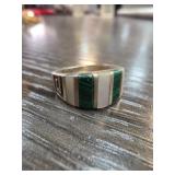 Sterling Silver Ring with Malachite and Mother of