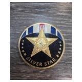 Silver Star Challenge Coin with Black Enamel