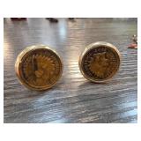 Indian Head Cents Gold-Tone Coin Cufflinks