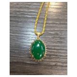 Jade Pendant Necklace With Gold-Tone Chain