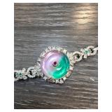 Jade Bracelet with Central Green and Purple Stone