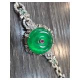 Jade Bracelet with Circular Centerpiece