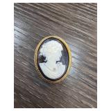 Cameo Brooch with Gold-Tone Frame