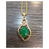 Gold-Tone Necklace with Jade Pendant