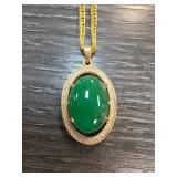 Gold-Tone Necklace with Jade Pendant