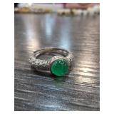 Jade Ring with Ornate Band, Size 5
