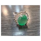 Jade Ring with Gemstone Accents, Size 8