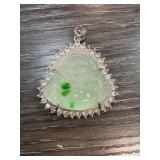 Jade Laughing Buddha Pendant with Stone Accents