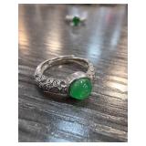 Jade Ring with Decorative Band, Size 5.5