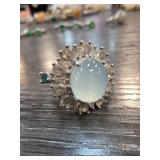 Ring With Jade and Decorative Stone Accents