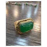 Gold-Tone Jade Ring, Size 6