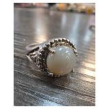 Jade Ring With Ornate Band, Size 7