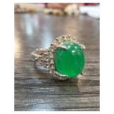 Jade Ring Size 8 with Accent Stones