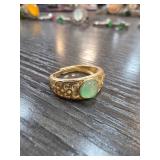 Gold-Tone Ring with Jade Stone, Size 6.5