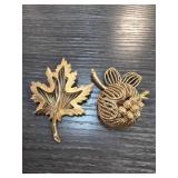 Monet Gold-Tone Leaf and Floral Brooches