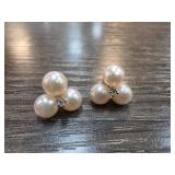 10k White Gold Pearl and Diamond Earrings