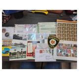 Ephemera and Stamps Collection With Sheriff Patch