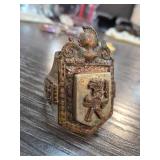 Mexican Metal Ring with Warrior Motif