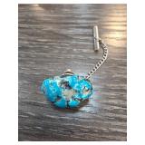 Turquoise Stone Tie Tack with Chain