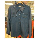 Blue Studded Button-Up Jacket by DQ2