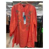 Orange Embroidered Tunic by D2, Size 1X