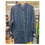 Joan Rivers Blue Denim Splattered Shirt, XL