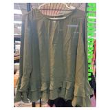 Worthington Green Blouse with Ruffle Trim