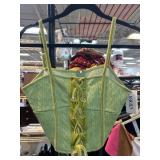 Cider Lace-Up Green Crop Top with Zipper