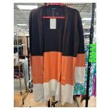 Cardydony XL Open Front Color Block Cardigan