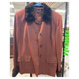 B. Bennett Brown Jacket with Fur Accents