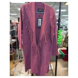 Badgley Mischka Fringe-Trim Pink Cardigan
