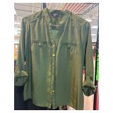 Notations Petite Green Button-Up Blouse