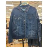 Dark Wash Denim Jacket with Embroidered Design
