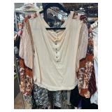 Free People Mixed Sleeve Blouse