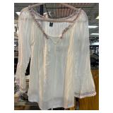 Relipop White Blouse with Multicolor Accents