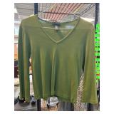 Green Banana Republic V-Neck Long-Sleeve Top
