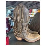 Brown Fringe Leather Cowboy Boots