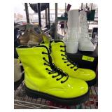 Neon Yellow Lace-Up Combat Boots